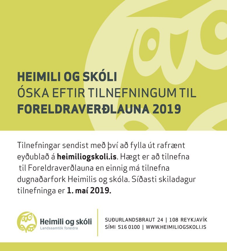 Heimili og skóli óskar eftir tilnefningum