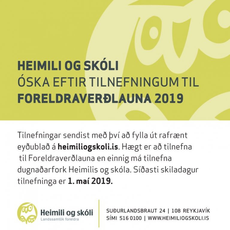Heimili og skóli óskar eftir tilnefningum