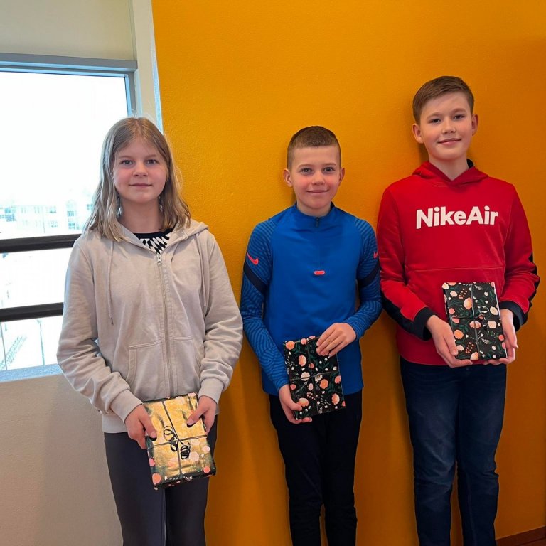 Fulltrúar Giljaskóla í Upphátt - upplestrarkeppni grunnskólanna á Akureyri